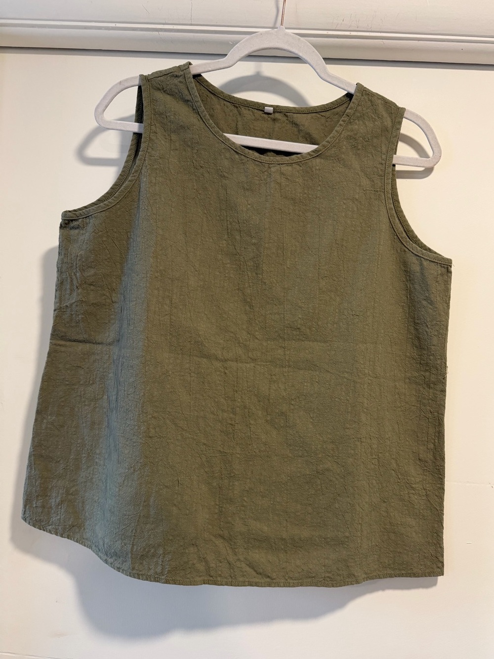 Olive Green Sleeveless Linen Top